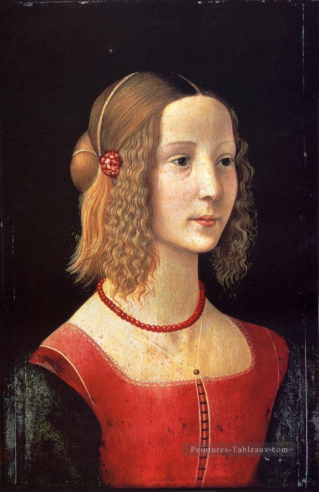 Portrait d’une fille Renaissance Florence Domenico Ghirlandaio Peintures à l'huile